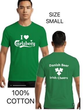 NWOT: I Love Shamrock Carlsberg Irish Beer Ireland T-Shirt UNISEX • NEW • Small